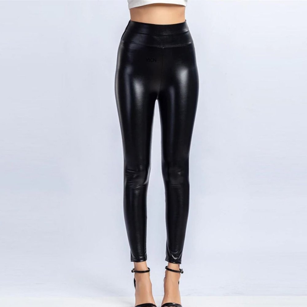 FAUX LEATHER BLACK SKINNY LEGGINGS REG + PLUS SIZE